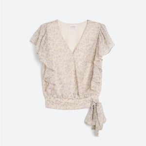 Short Sleeve V Neck Floral Blouse